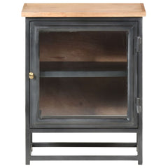 Bedside Cabinet Grey Solid acacia wood, glass, steel Medium
