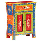 Hand Painted Sideboard 23.6x11.8x29.5 Solid Mango Wood