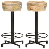 Bar Stool Set of 2 Natural Wood and Black