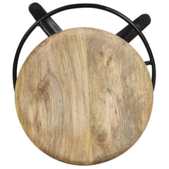 Bar Stool Set of 2 Natural Wood and Black