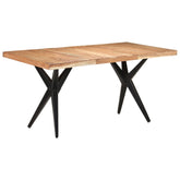 Dining Table Bleached Acacia and Black Steel