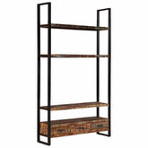 Bookshelf Multicolour Solid Reclaimed Wood, Powder-Coated Iron