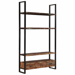 Bookshelf Multicolour Solid Reclaimed Wood, Powder-Coated Iron