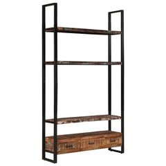 Bookshelf Multicolour Solid Reclaimed Wood, Powder-Coated Iron