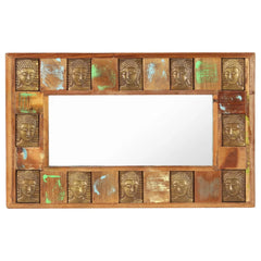 Bostome Buddha Cladding Wall Mirror made of solid reclaimed wood, measuring 31.5x19.7 inches.
