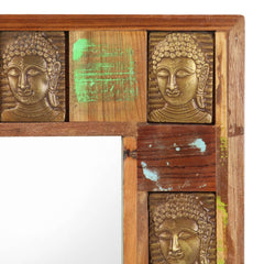 Bostome Buddha Cladding Wall Mirror in reclaimed wood, measuring 31.5x19.7 inches.