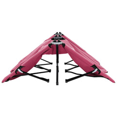 Sun Lounger Pink 600D polyester with PE coating, Powder-coated steel