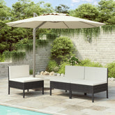 Garden Chair Set of 3 Black, Cream White