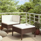 Garden Furniture Set Brown and Cream White