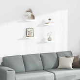 Wall Shelf Set of 4 High gloss white Honeycomb MDF, metal