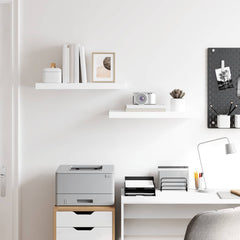 Wall Shelf Set of 2 High gloss white Honeycomb MDF, metal