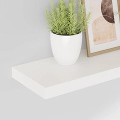 Wall Shelf Set of 2 High gloss white Honeycomb MDF, metal