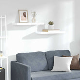 Wall Shelf Set of 2 High gloss white Honeycomb MDF, metal