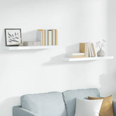 Wall Shelf Set of 2 High gloss white Honeycomb MDF, metal Small