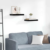 Wall Shelf Set of 2 High gloss black Honeycomb MDF, metal frame