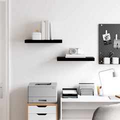 Wall Shelf Set of 2 High gloss black Honeycomb MDF, metal
