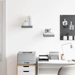 Wall Shelf Set of 2 High gloss gray Honeycomb MDF, Metal