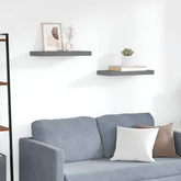 Wall Shelf Set of 2 High gloss grey Honeycomb MDF, metal