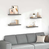 Wall Shelf Set of 4 High gloss grey Honeycomb MDF, metal