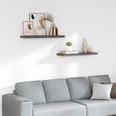 Wall Shelf Set of 2 High gloss grey Honeycomb MDF, metal frame