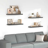 Wall Shelf Set of 4 High gloss grey Honeycomb MDF, metal Standard