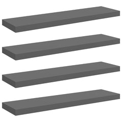 Wall Shelf Set of 4 High gloss grey Honeycomb MDF, metal Regular