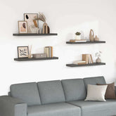 Wall Shelf Set of 4 High gloss grey Honeycomb MDF, metal Regular