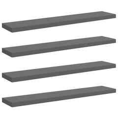 Wall Shelf Set of 4 High gloss grey Honeycomb MDF, metal