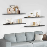 Wall Shelf Set of 4 High gloss grey Honeycomb MDF, metal