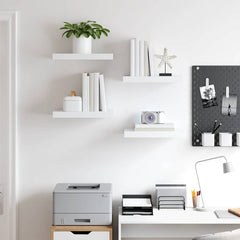 Wall Shelf Set of 4 White Honeycomb MDF, metal Medium