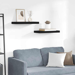 Floating Wall Shelves 2 pcs Black 19.7x9.1x1.5 MDF