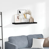 Wall Shelf Black Honeycomb MDF, metal frame 31.5 x 9.3 x 1.5 in