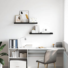Wall Shelf Set of 2 Black Honeycomb MDF and Metal 31.5 in