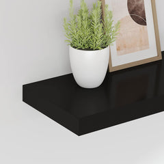 Wall Shelf Set of 2 Black Honeycomb MDF and Metal 31.5 in