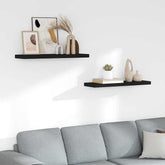 Wall Shelf Set of 2 Black Honeycomb MDF and Metal 31.5 in