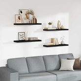 Wall Shelf Set of 4 Black Honeycomb MDF, Metal Medium