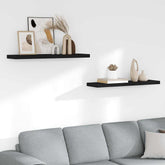 Wall Shelf Set of 2 Black Honeycomb MDF, Metal Wall mounting