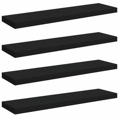 Wall Shelf Set of 4 Black Honeycomb MDF, metal