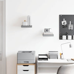 Wall Shelf Set of 2 Gray MDF 9.1x9.3x1.5 in Wall Shelf Square
