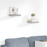 Wall Shelf Set of 2 Gray MDF 9.1x9.3x1.5 in Wall Shelf Square