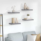 Wall Shelf Set of 4 Gray Honeycomb MDF, metal Medium