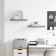 Wall Shelf Set of 2 Grey Honeycomb MDF, metal 19.7 x 9.1 in