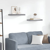 Wall Shelf Set of 2 Grey Honeycomb MDF, metal 19.7 x 9.1 in