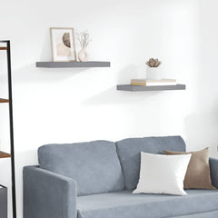 Wall Shelf Set of 2 Grey Honeycomb MDF, metal 19.7 x 9.1 in