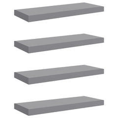 Wall Shelf Set of 4 Grey Honeycomb MDF, metal