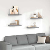 Wall Shelf Set of 4 Grey Honeycomb MDF, metal