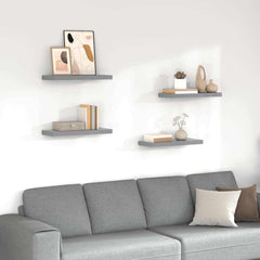Wall Shelf Set of 4 Grey Honeycomb MDF, metal