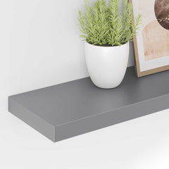 Wall Shelf Set of 2 Gray Honeycomb MDF, metal frame Large