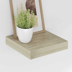 Wall Shelf Set of 2 Oak Honeycomb MDF, Metal 9.1 x 9.3 x 1.5 in