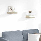 Wall Shelf Set of 2 Oak Honeycomb MDF, Metal 9.1 x 9.3 x 1.5 in